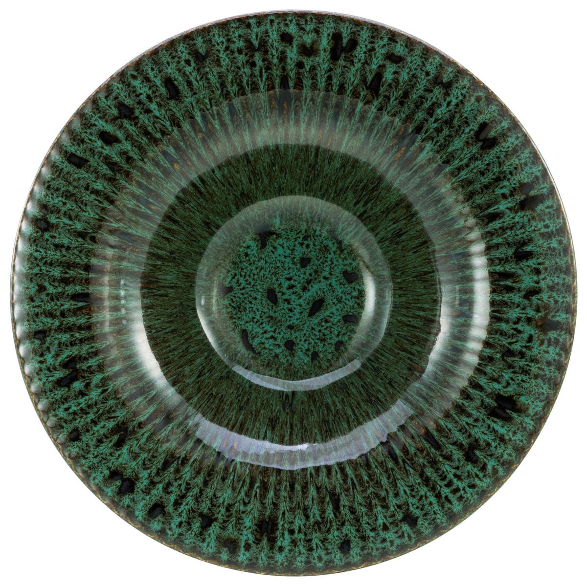 Gourmetteller Allegra Schwarz/Grün, Ø 30,5 cm - Dunkelgrün/Schwarz, Basics, Keramik (30,5cm) - Creatable