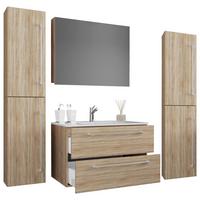 Badezimmer Badinos 5-Teilig Sonoma Eiche B: 126 cm - Weiß/Sonoma Eiche, MODERN, Keramik/Holzwerkstoff (127cm) - MID.YOU