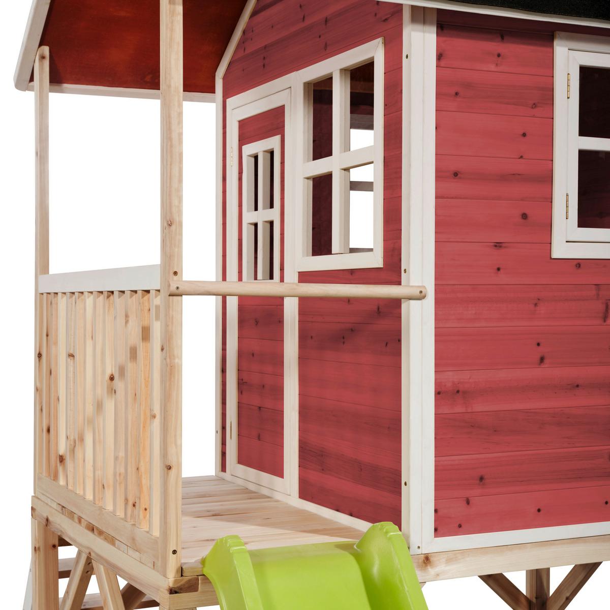 Stelzenhaus Mit Sandkiste Rot Exit Loft 500 - Limette/Rot, KONVENTIONELL, Holz (329/190/253cm) - EXIT Toys