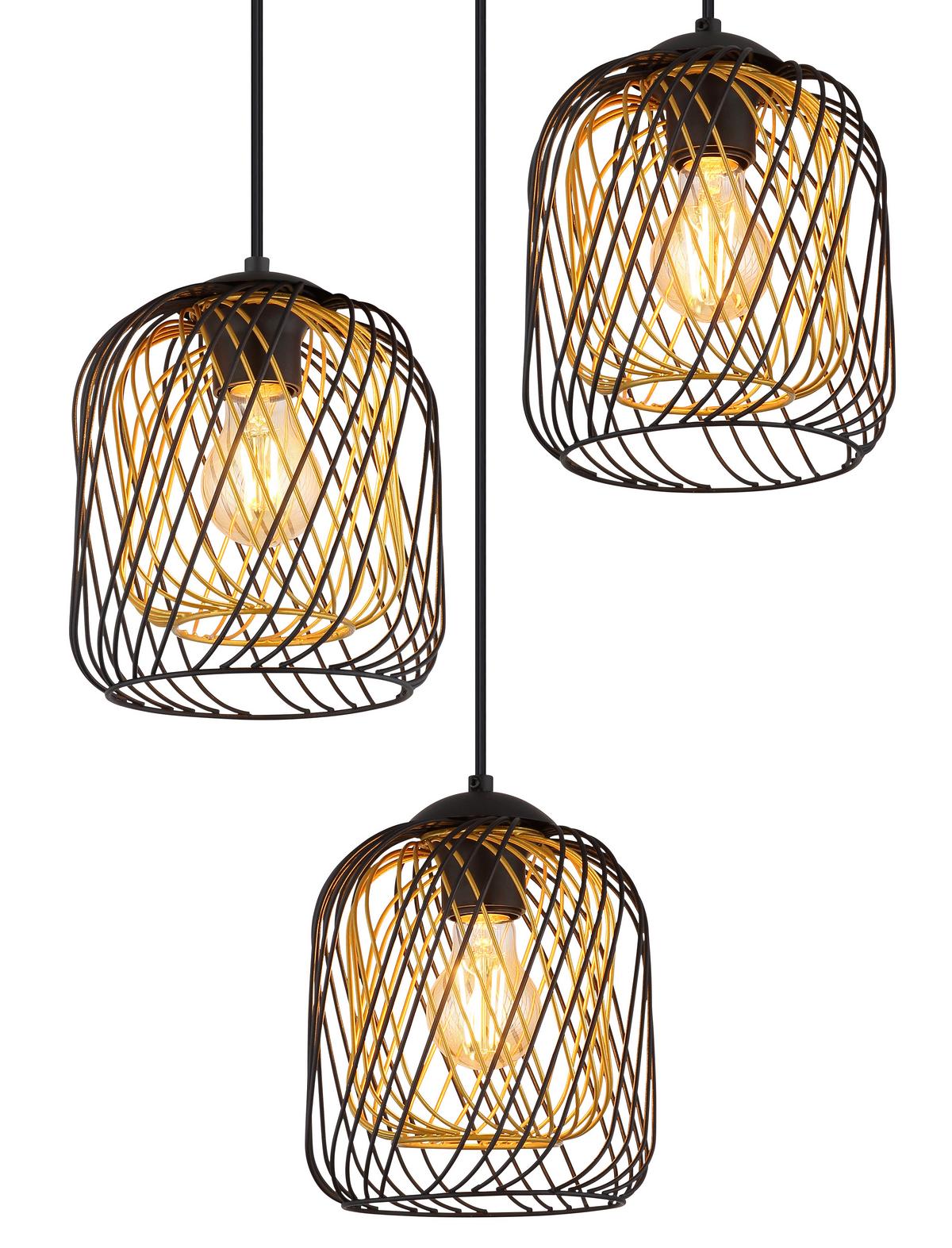Hängeleuchte Dichti Schwarz Goldfarben D: 39,4 cm - Goldfarben/Schwarz, Basics, Kunststoff/Metall (39,4/150cm) - Globo