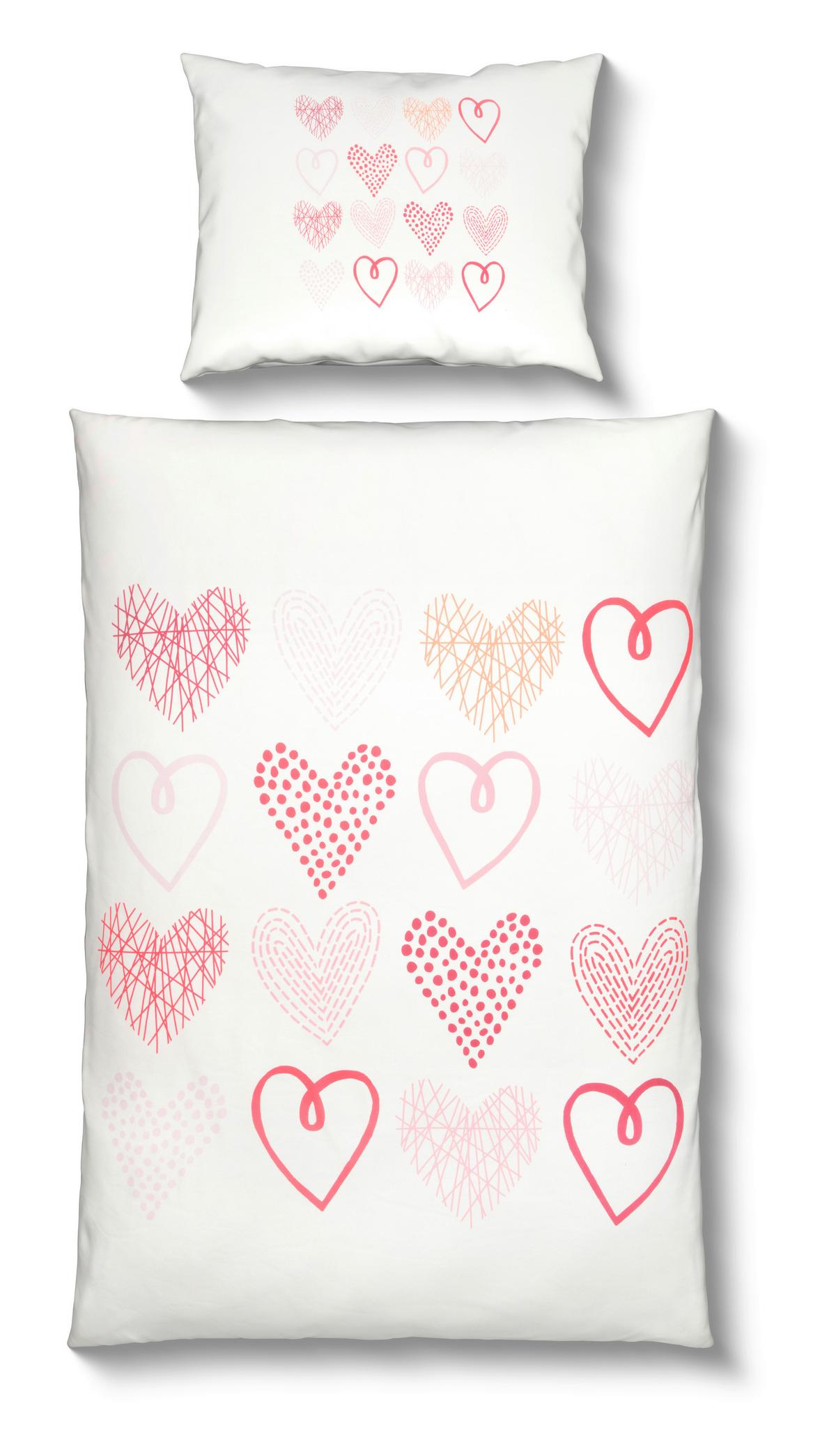 Ágyneműhuzat-garnitúra Hearts - piros/fehér, Modern, textil - Luca Bessoni