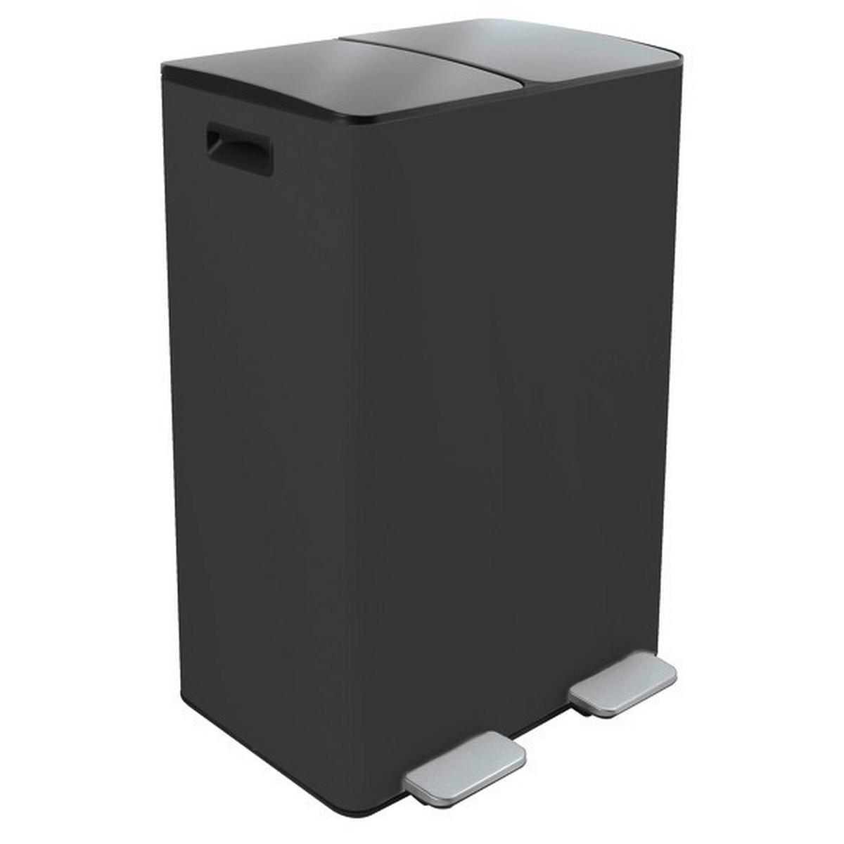 Treteimer Aliya 60l Dunkelgrau Metall Lbh: 45x30x71 Cm - Dunkelgrau/Schwarz, Basics, Kunststoff/Metall (45/30/71cm) - Spirella