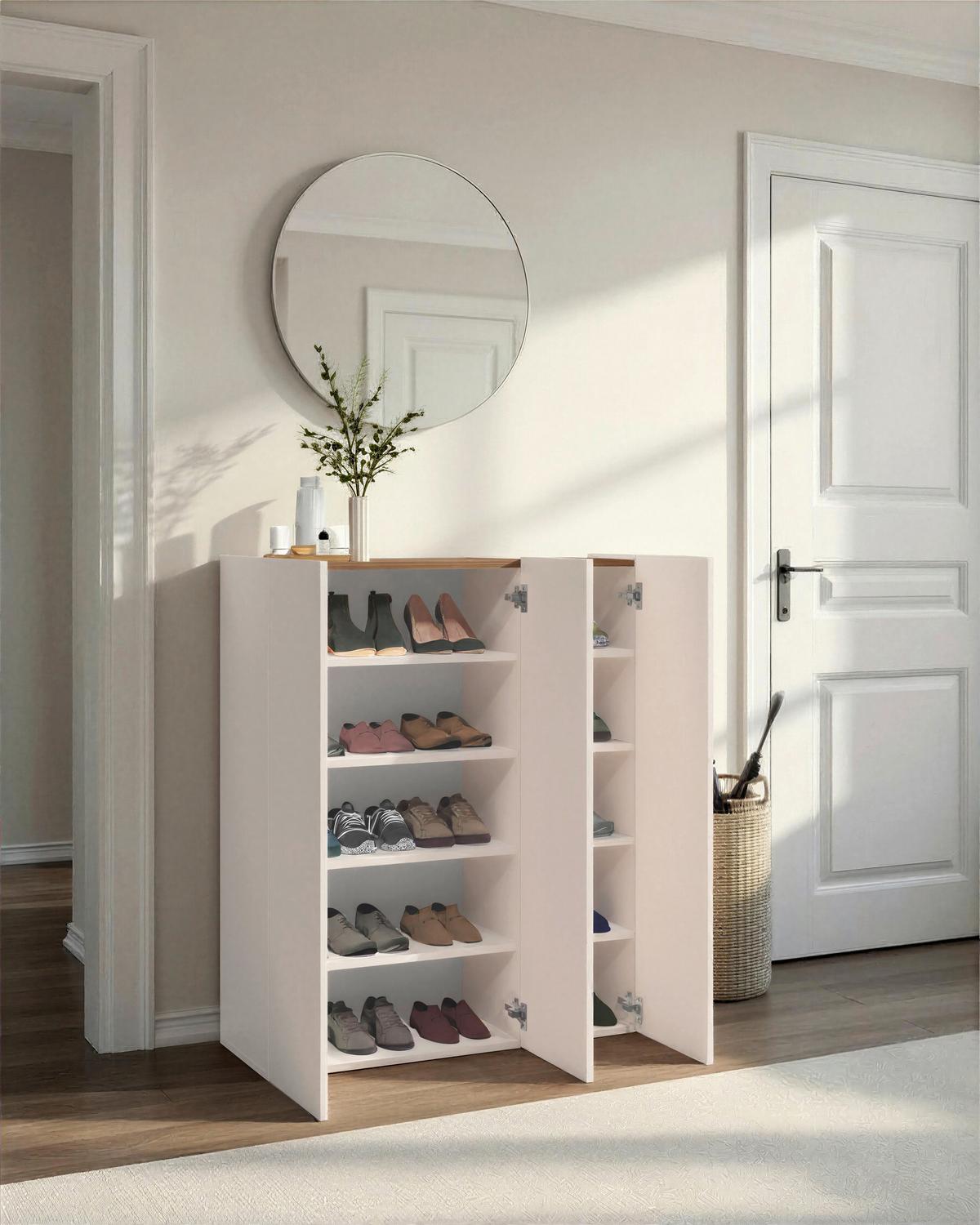 Schuhschrank Rainbow Eichefarben/kaschmir B: 94 Cm - Kaschmir/Eichefarben, Design, Holzwerkstoff (94/114/35cm) - MID.YOU