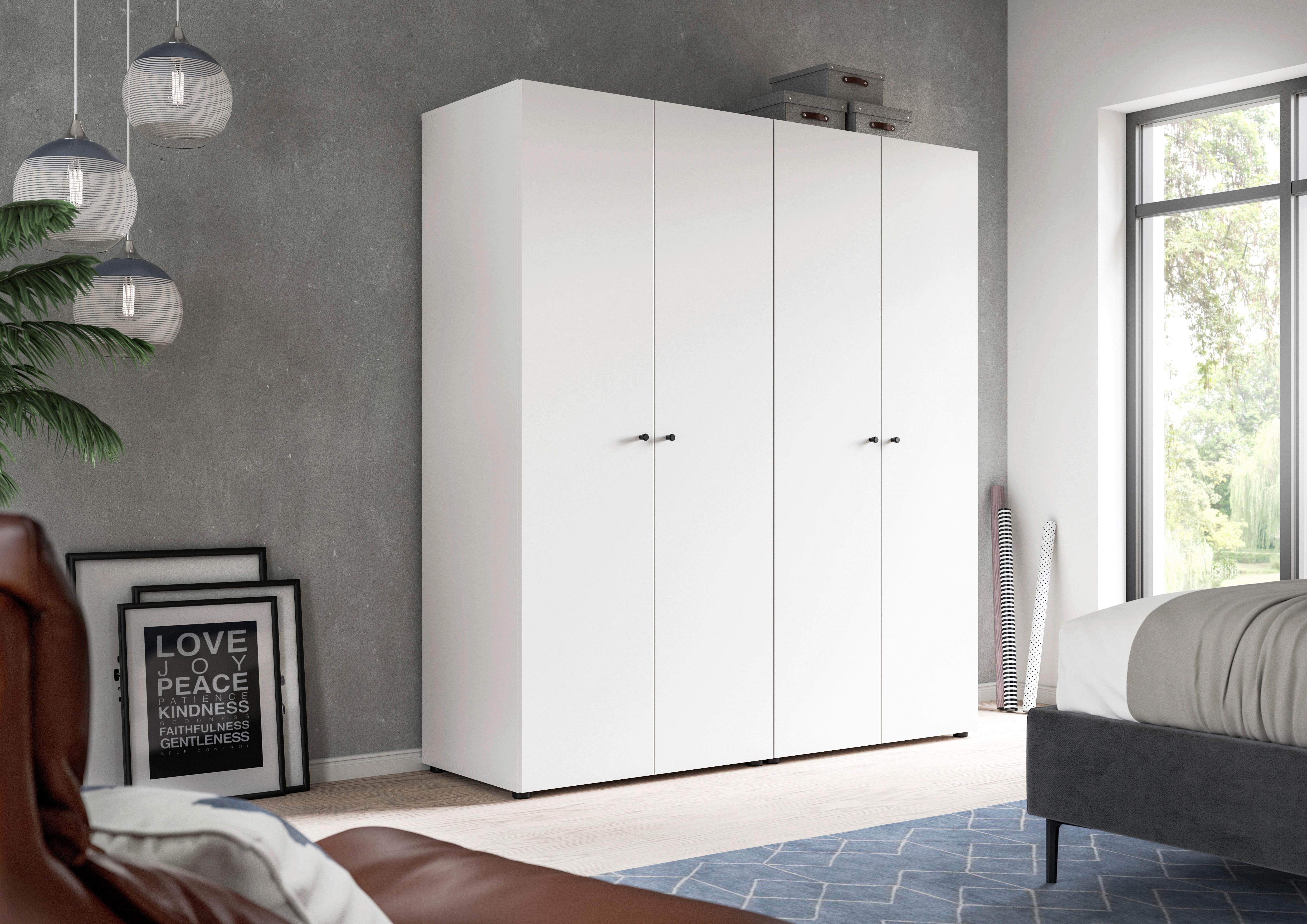 Drehtürenschrank Darwin, Weiß B: 160 Cm - Weiß, MODERN, Holzwerkstoff (160/176/51cm) - MID.YOU