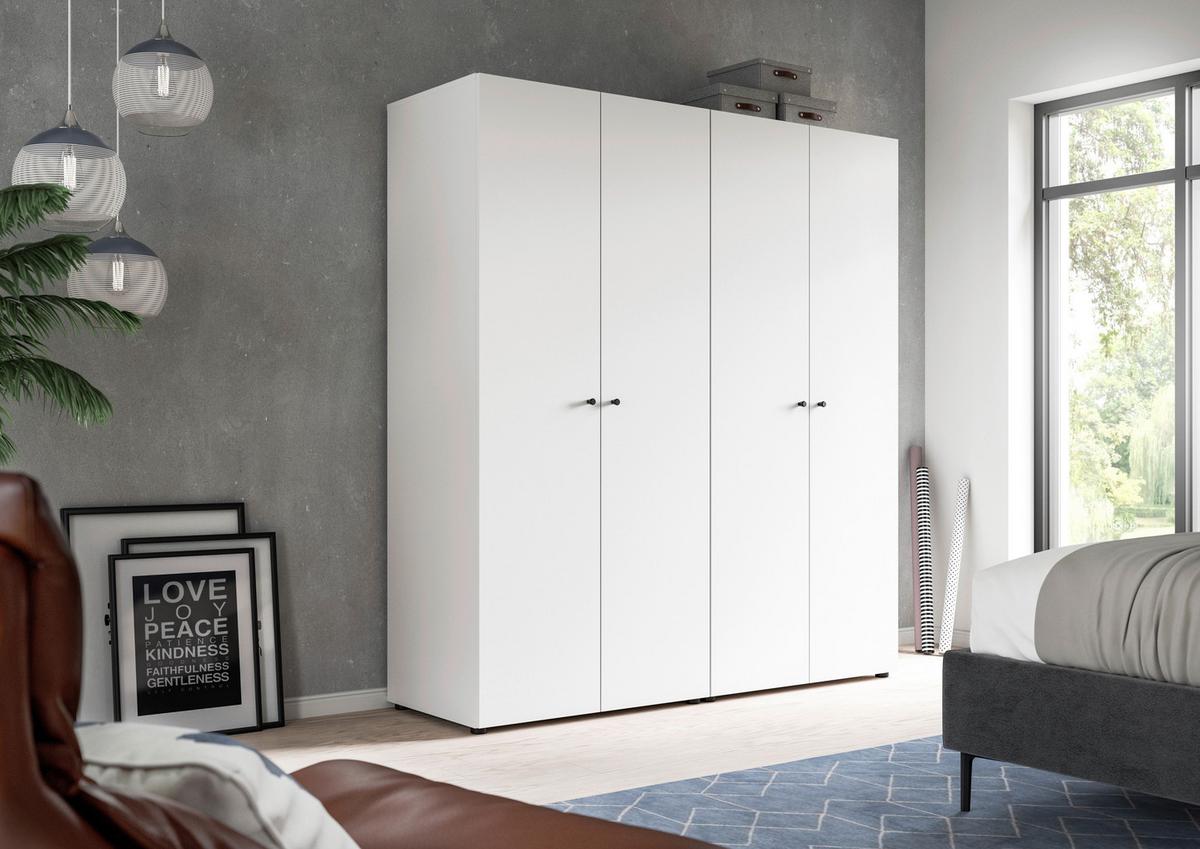 Drehtürenschrank Darwin, Weiß B: 160 Cm - Weiß, MODERN, Holzwerkstoff (160/176/51cm) - MID.YOU