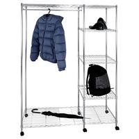 Kleiderwagen Carola 123x181x45 cm mit Hutablage - Chromfarben, MODERN, Kunststoff/Metall (123/181/45cm)