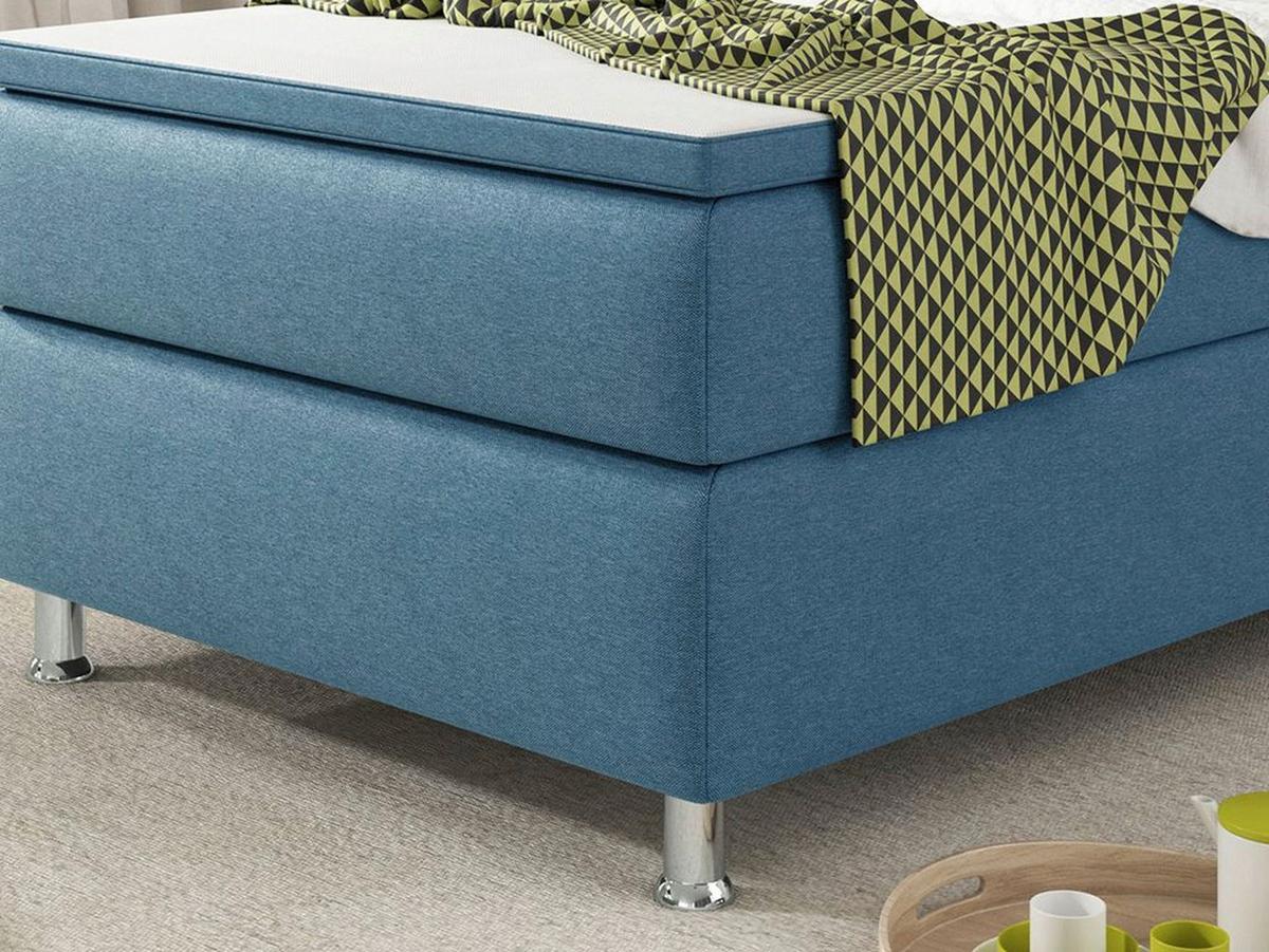 Boxspringbett mit Topper / Matratze 90x200 cm Köln - Blau/Silberfarben, KONVENTIONELL, Textil (90/115/210cm) - MID.YOU