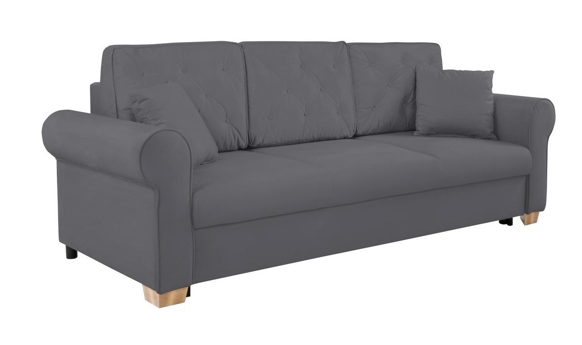 Schlafsofa Arles, Dunkelgrau 23 B: 240 Cm - Dunkelgrau/Buchefarben, Design, Textil (240/94/98cm) - MID.YOU