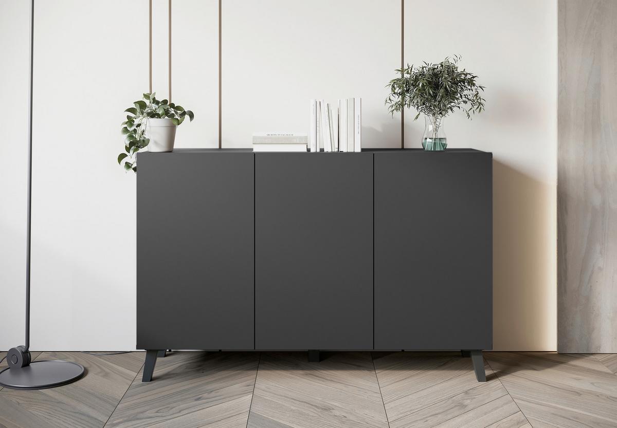 Sideboard Phuket 120 Schwarz B: 120 Cm - Schwarz, Design, Holzwerkstoff (120/76/39cm) - Livetastic