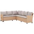 Loungegarnitur 6-Tlg. Porto- Multi, Polyrattan mit Kissen - Hellbraun/Grau, MODERN, Kunststoff/Textil (190/237cm) - Beldano