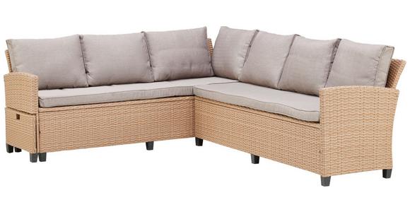 Loungegarnitur 6-Tlg. Porto- Multi, Polyrattan mit Kissen - Hellbraun/Grau, MODERN, Kunststoff/Textil (190/237cm) - Beldano