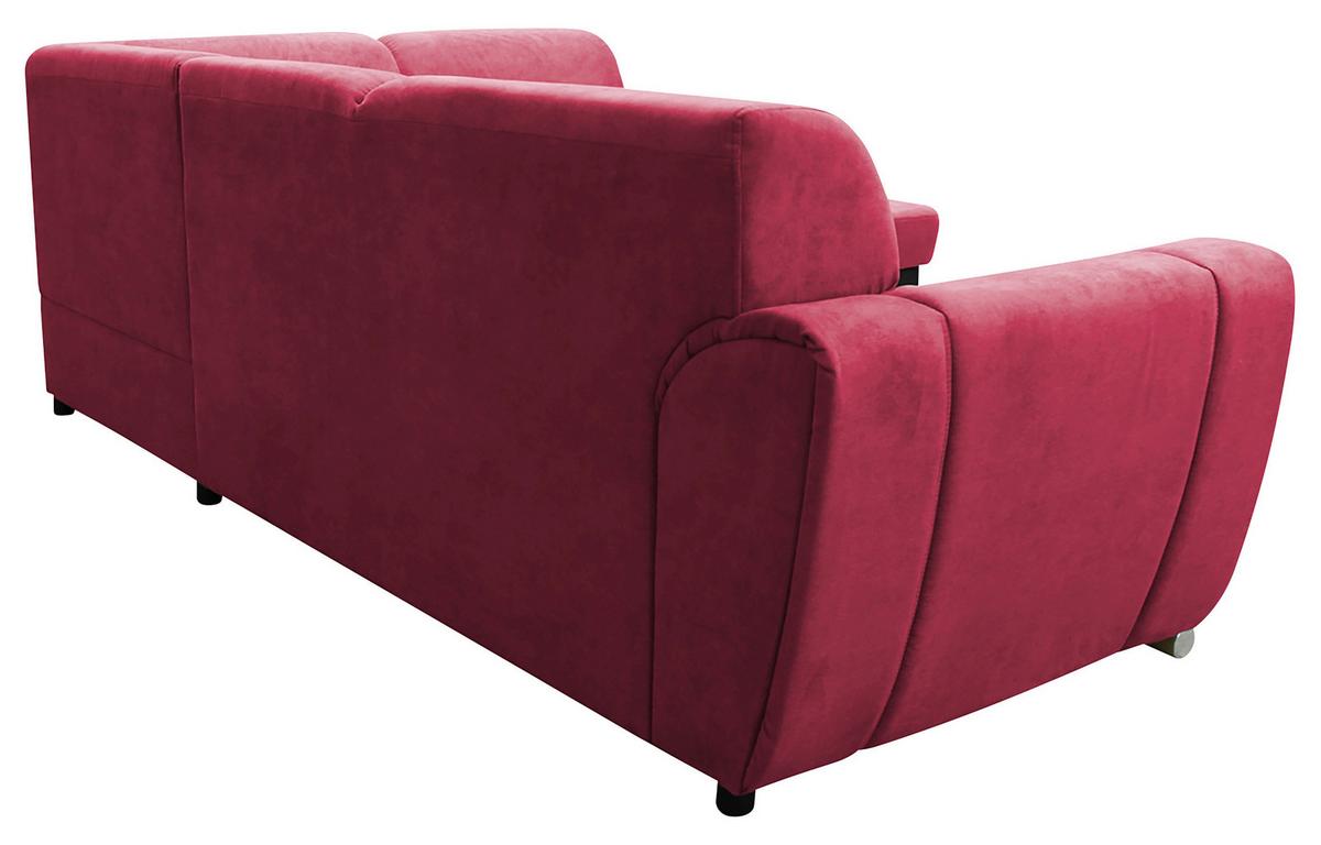 Ecksofa Mit Bettkasten Doris Rücken Echt Rot/schwarz - Silberfarben/Rot, Design, Textil (255/196cm) - MID.YOU