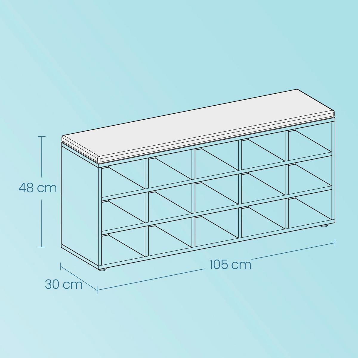 Schuhbank Grau, Weiß B: 105 cm - Weiß/Grau, Trend, Holzwerkstoff (105/48/30cm) - MID.YOU