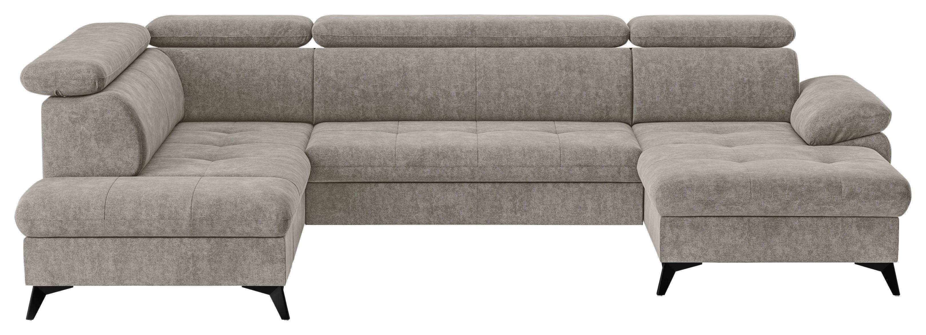 Wohnlandschaft mit Bettkasten Hudson Schlammfarben - Schlammfarben/Schwarz, Textil (207/324/166cm) - MID.YOU