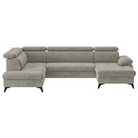 Wohnlandschaft mit Bettkasten Hudson Schlammfarben - Schlammfarben/Schwarz, Textil (207/324/166cm) - MID.YOU