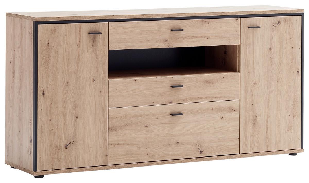 Sideboard 183 Cm Buenos Aires Anthrazit/eichefarben - Eichefarben/Anthrazit, Design, Holzwerkstoff (183/92/45cm) - MID.YOU