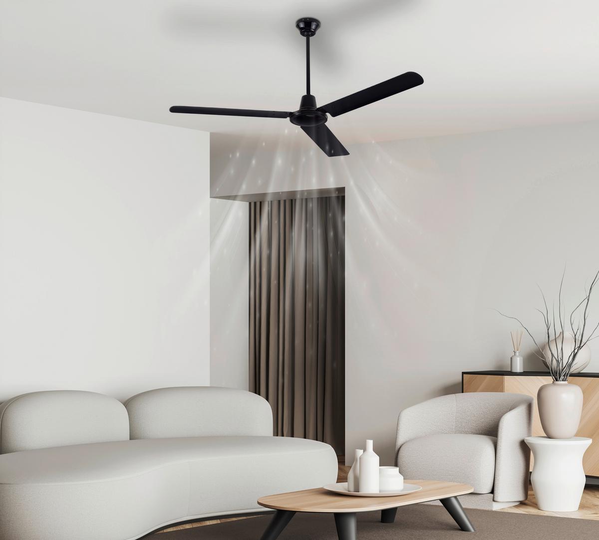 Deckenventilator 70w, für 30m2 - Schwarz, KONVENTIONELL, Metall (142/58cm) - Globo