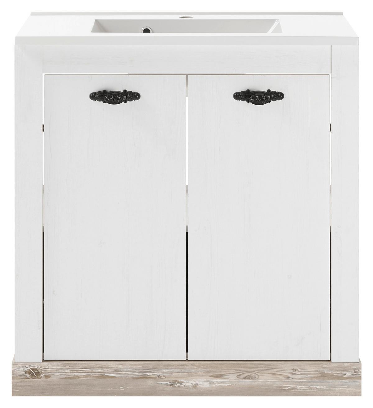 Badezimmer Florenz Pinienfarben B: 143xm - Weiß/Pinienfarben, Design, Holzwerkstoff (143/200/46cm) - MID.YOU