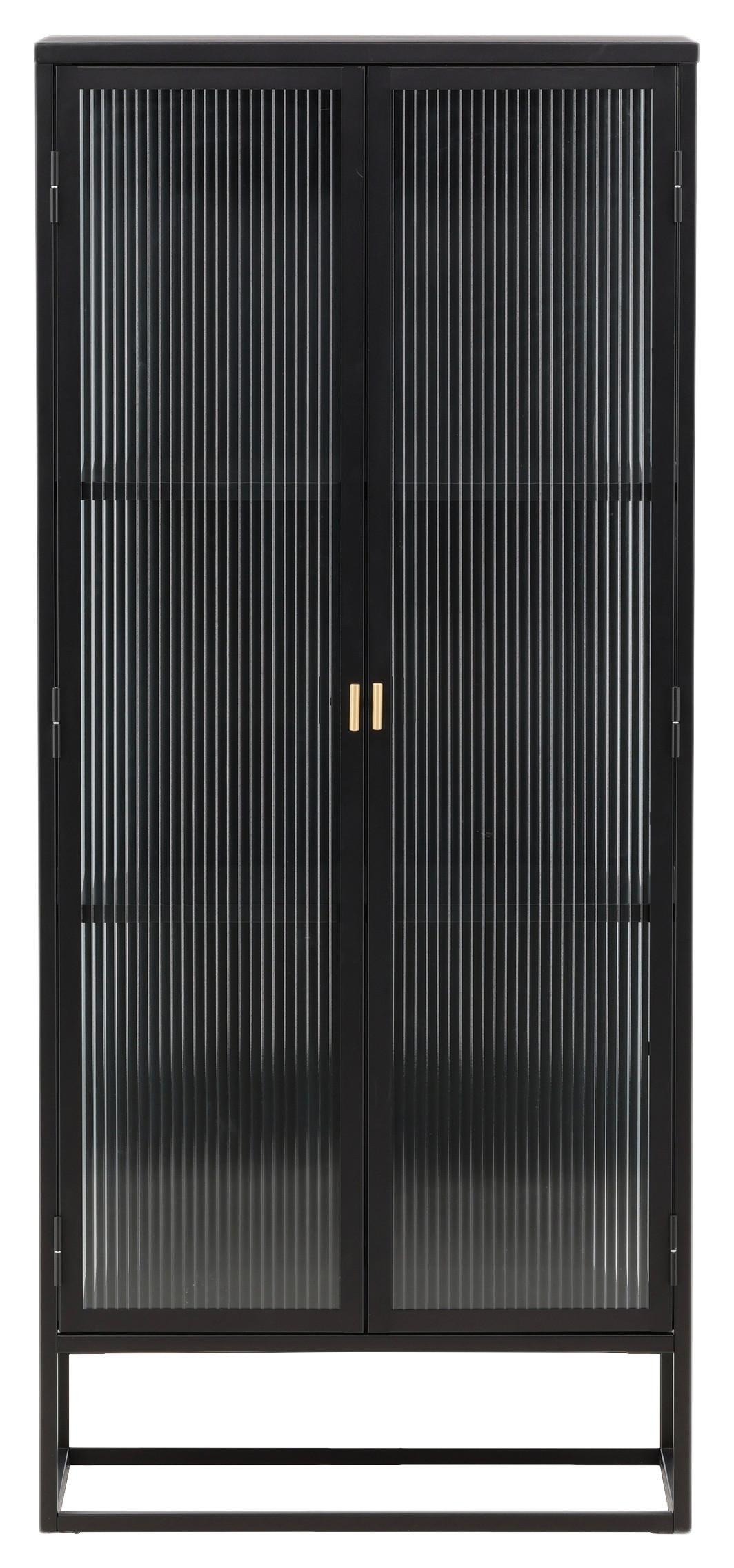 Highboard Garis - Schwarz, Design, Glas/Metall (70/160/40cm) - Livetastic