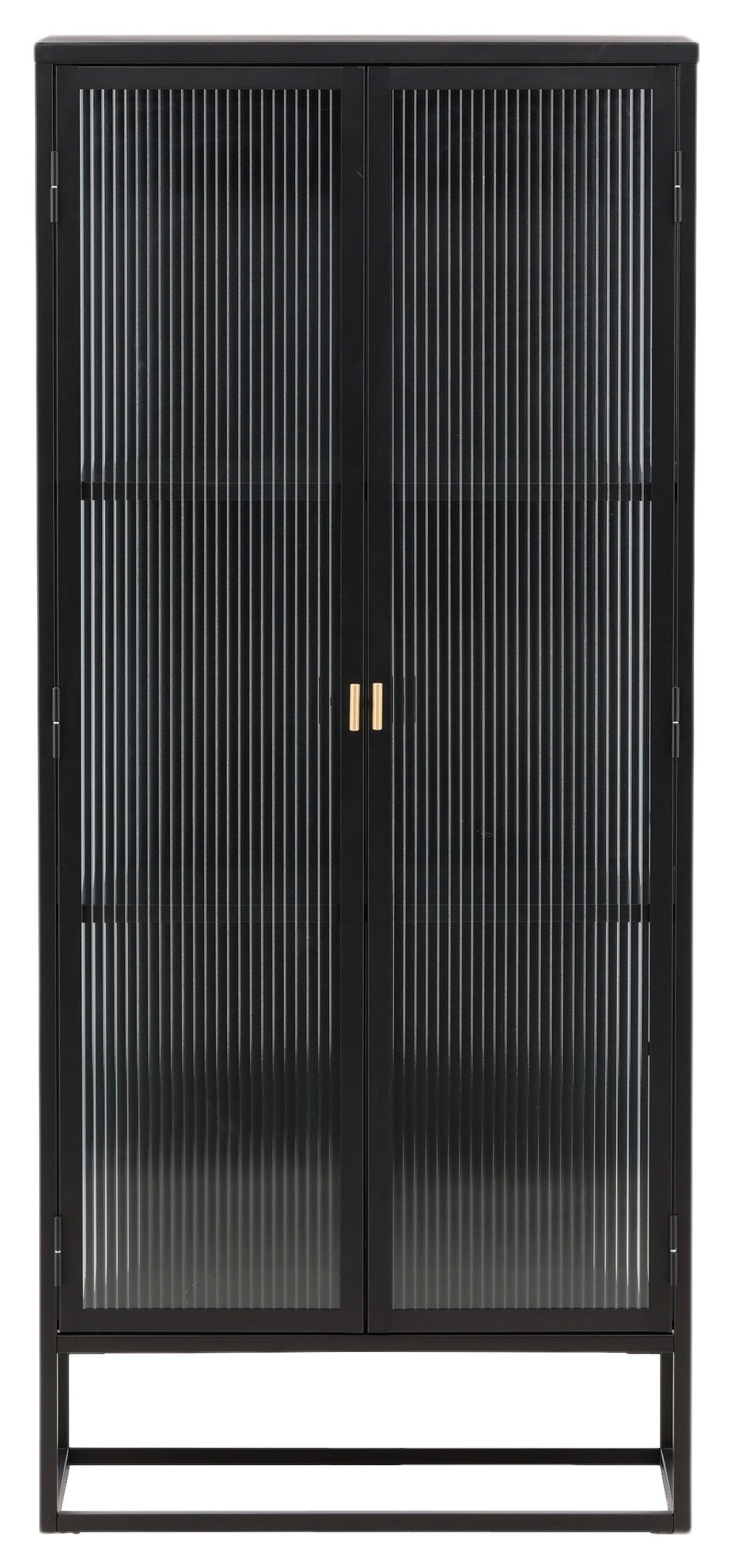 Highboard Garis - Schwarz, Design, Glas/Metall (70/160/40cm) - Livetastic