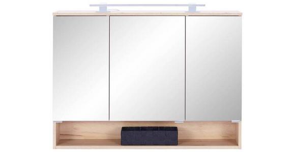 Spiegelschrank Fresh mit Led 3-Türig BxHxT: 100x75x20 cm - Weiß/Eiche Artisan, KONVENTIONELL, Glas/Holzwerkstoff (100/75/20cm) - Ondega