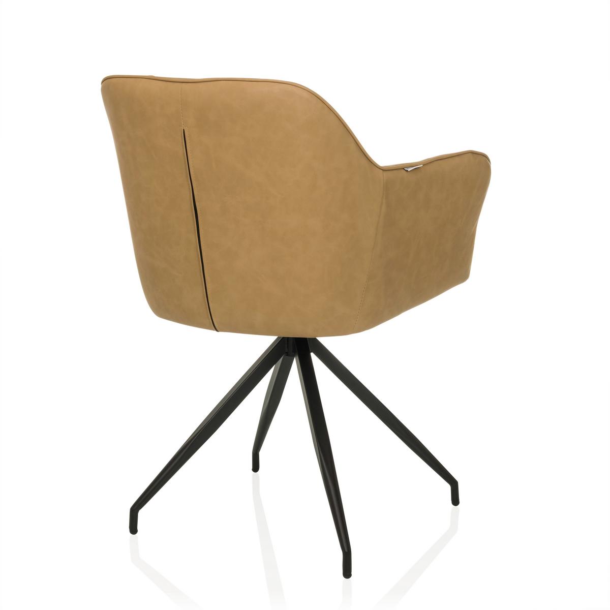 Armlehnstuhl Elverum Cognac B: 61 Cm - Cognac/Schwarz, MODERN, Leder/Metall (61/90/56cm) - MID.YOU