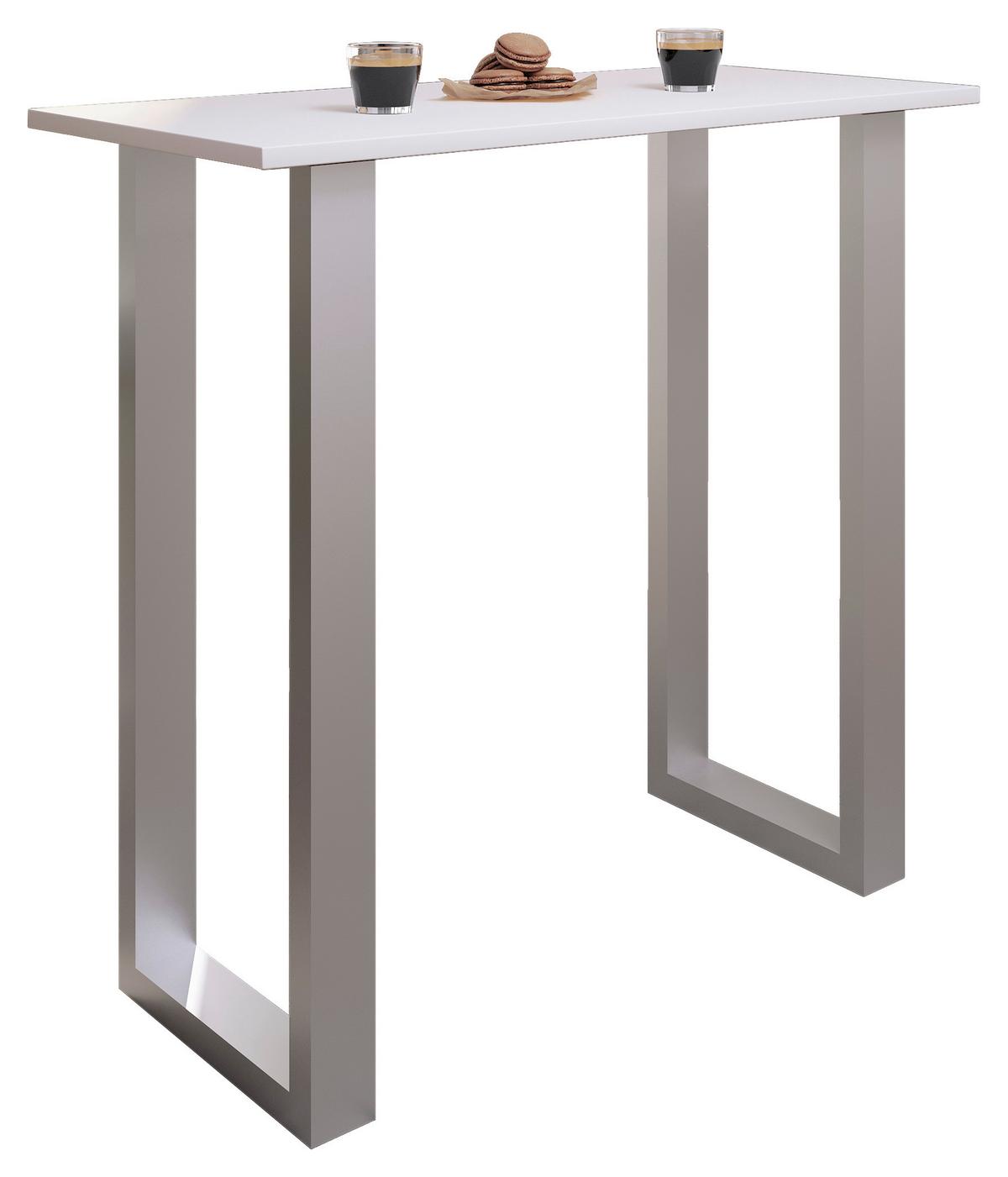 Bartisch Xona B 110x50 - Silberfarben/Weiß, KONVENTIONELL, Holzwerkstoff/Metall (110/102/50cm)