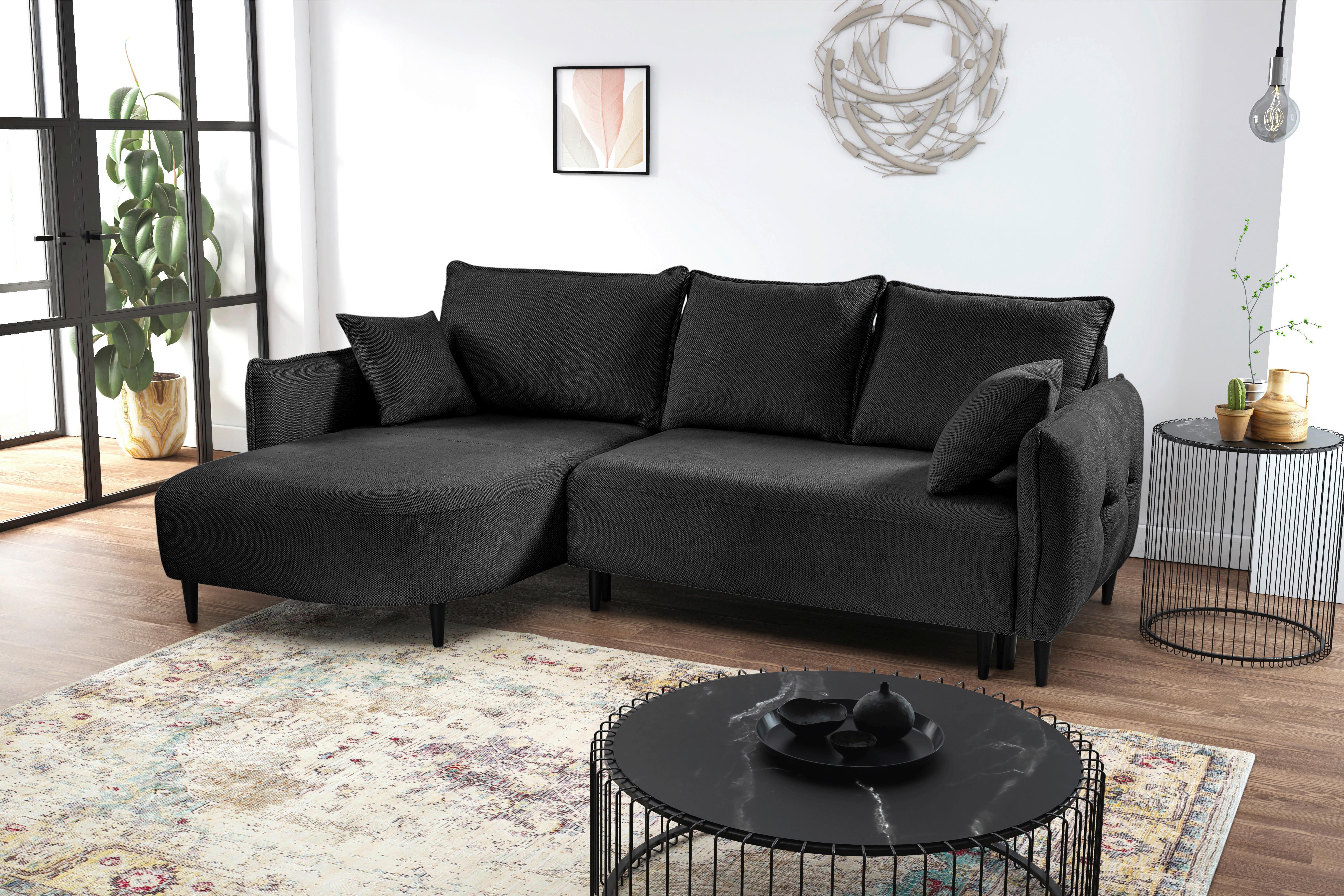 Ecksofa Sycylia Dunkelgrün/Schwarz, 165 cm - Dunkelgrün/Schwarz, Design, Textil (165/244cm) - MID.YOU