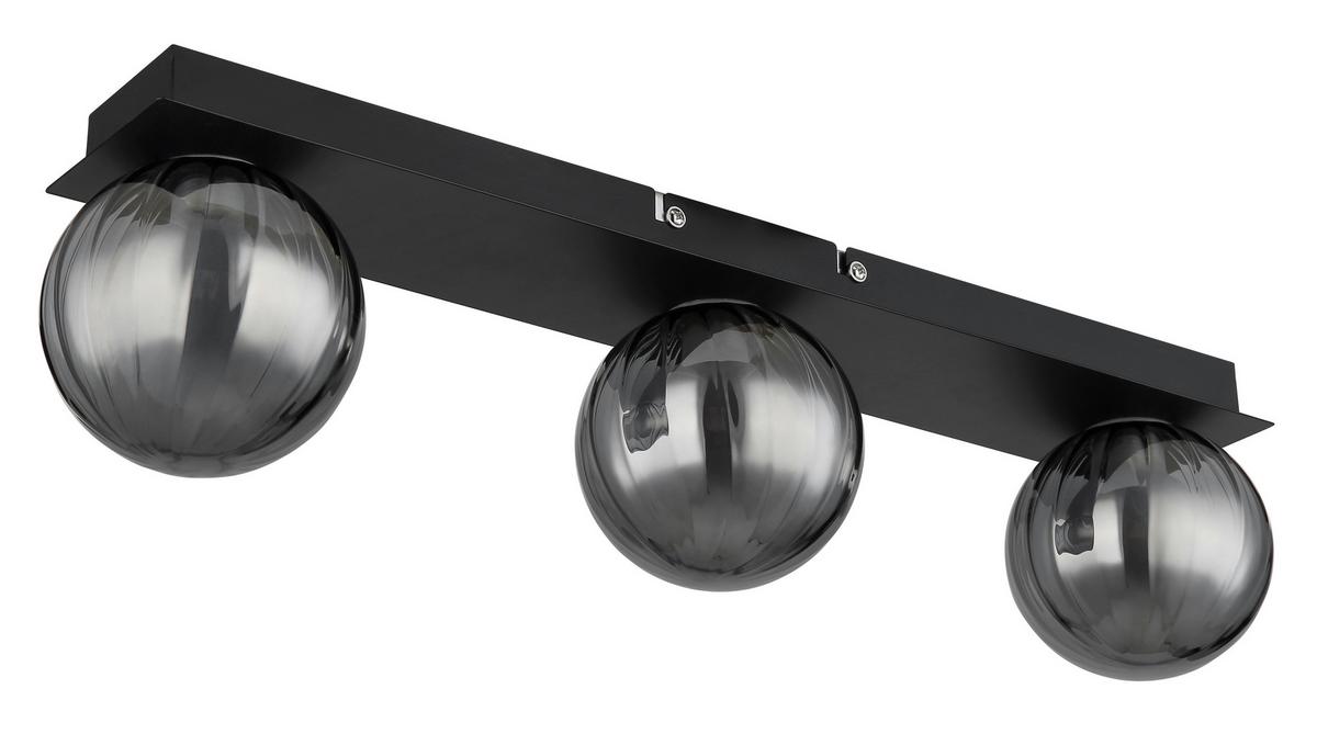 Badezimmer-Deckenleuchte 41928-3 - Schwarz, Design, Glas/Metall (50/10/12,5cm) - Globo