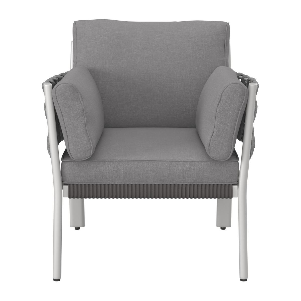 JÍDELNÍ TERASOVÁ SOUPRAVA ELISA - bílá/světle šedá, Moderní, kov/textil (238/74/75cm) - Bessagi Garden