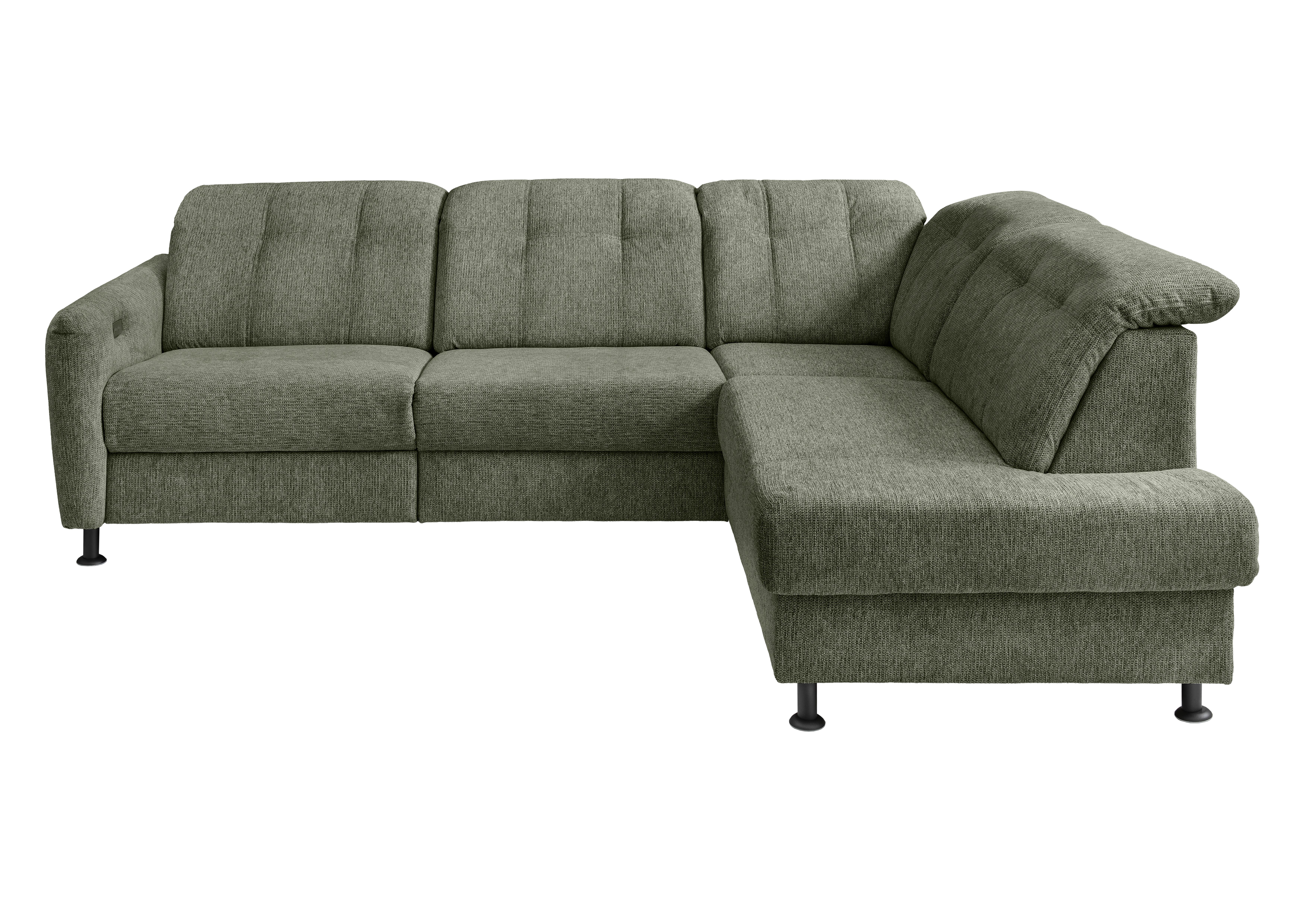Ecksofa Minori Chenille Dunkelgrün, S: 270x198 cm - Dunkelgrün/Schwarz, MODERN, Textil (270/198cm) - Livetastic
