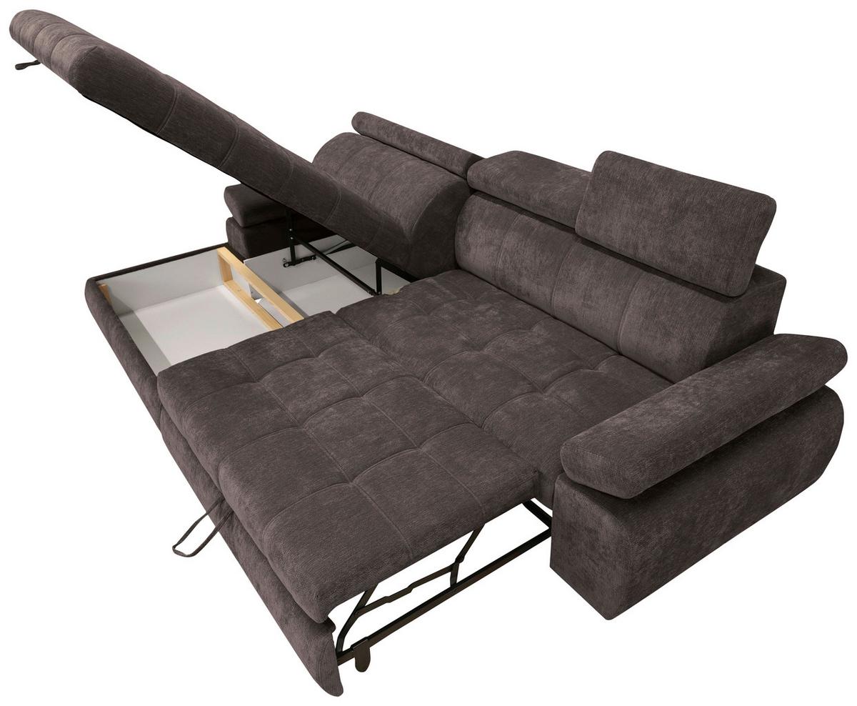 Rohová sedačka VEGAS, levá, tmavě hnědá žinylka - tmavě hnědá/černá, Design, dřevo/textil (173/294cm)