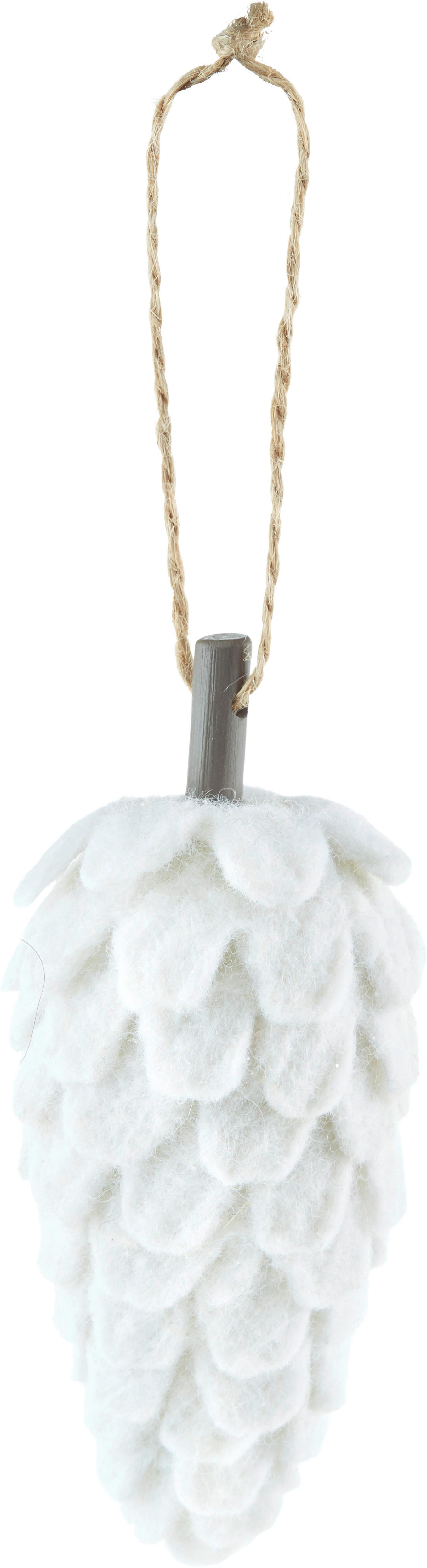 Christbaumschmuck Textil Zapfen zum Hängen - Weiß, Basics, Kunststoff/Textil (5/13cm) - Luca Bessoni