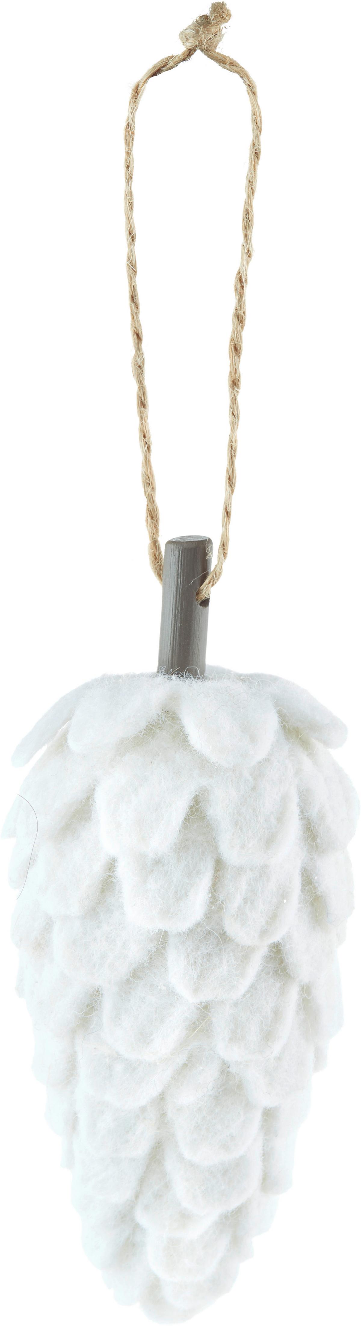 Christbaumschmuck Textil Zapfen zum Hängen - Weiß, Basics, Kunststoff/Textil (5/13cm) - Luca Bessoni