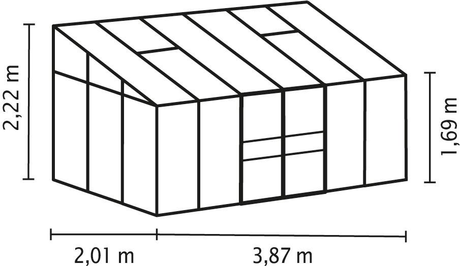 Anlehn-Gewächshausbausatz Ida 7800 Hkp 4mm, Alu - Alufarben, Basics, Kunststoff/Metall (386,5/220,8/201,4cm)