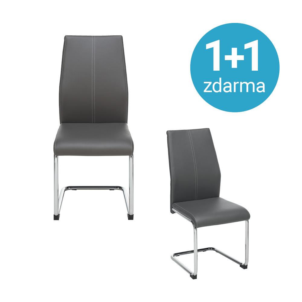Stolička Eni 1+1 Zdarma (1*kus=2 Produkty) - sivá/biela, kov/textil (44/96/57cm) - Based