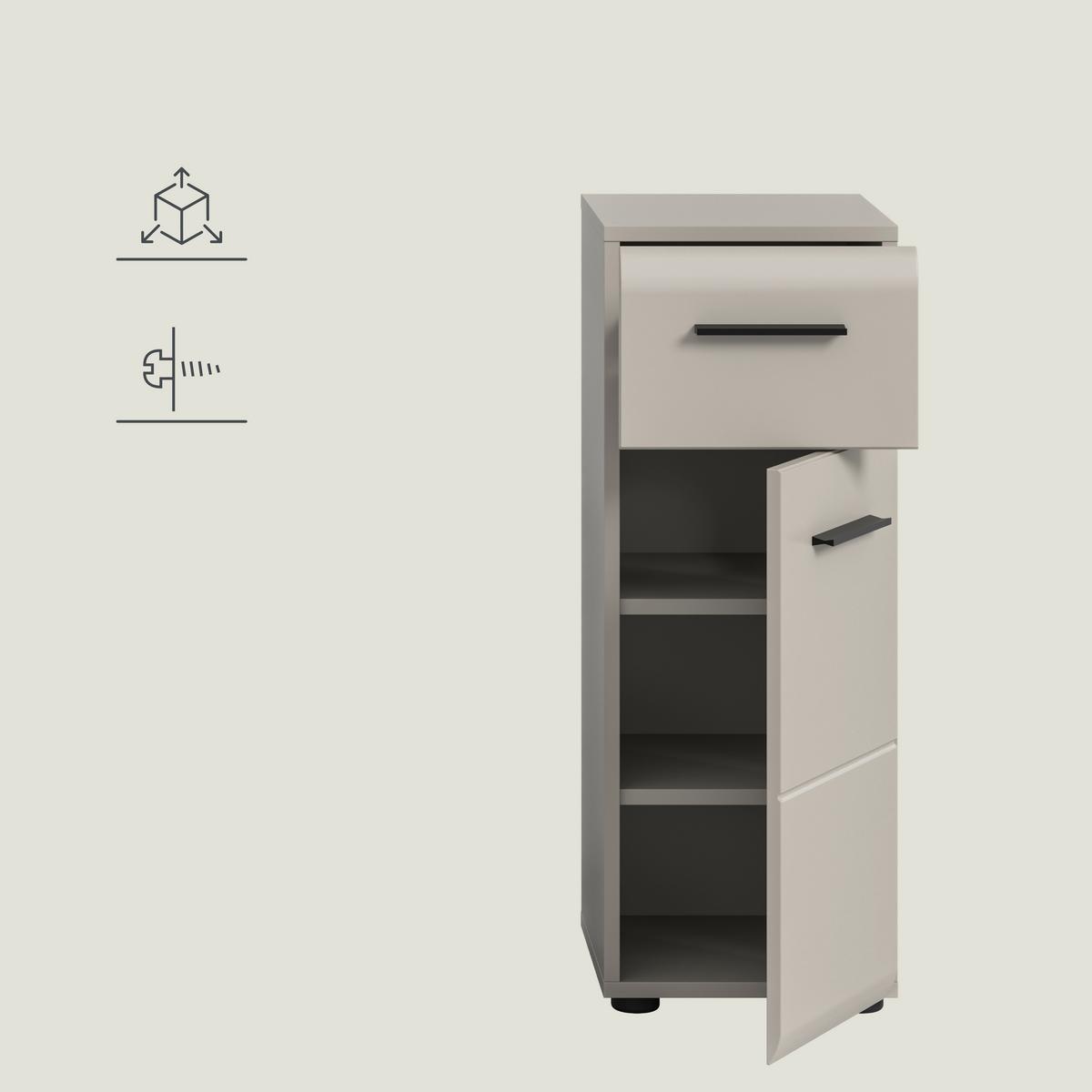 MIDISCHRANK Ice Kaschmir B: 30cm - Kaschmir/Schwarz, Trend, Holzwerkstoff (30/80/30cm) - MID.YOU