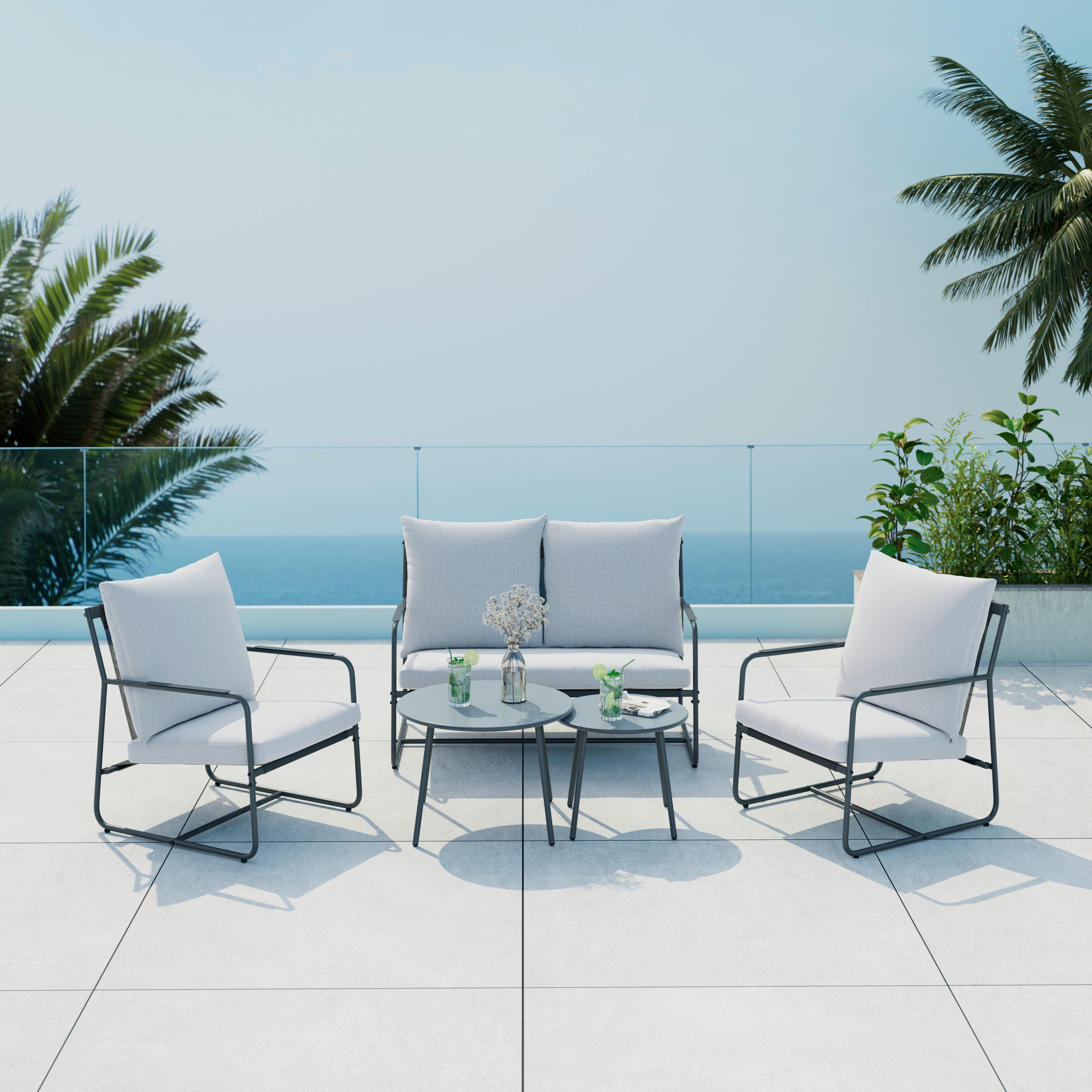 Loungegarnitur Nizza - Dunkelgrau/Hellgrau, MODERN, Textil/Metall (114/75/70cm) - Beldano