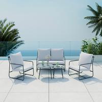 Loungegarnitur Nizza - Dunkelgrau/Hellgrau, MODERN, Textil/Metall - Beldano