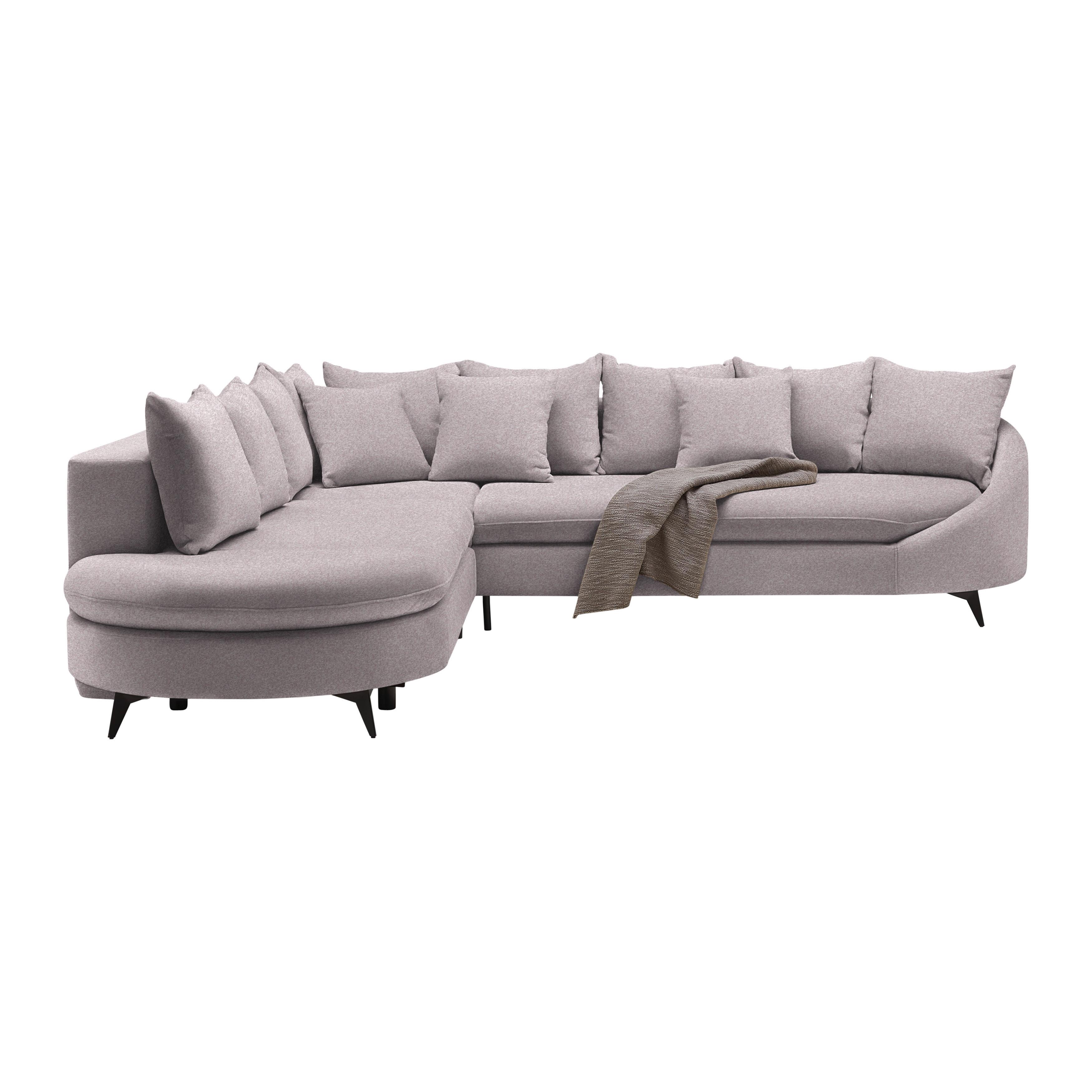 Rohová sedačka AXEL, levá, šeříková tkanina - černá/šeříková, Moderní, kov/textil (291/250cm) - Mömax