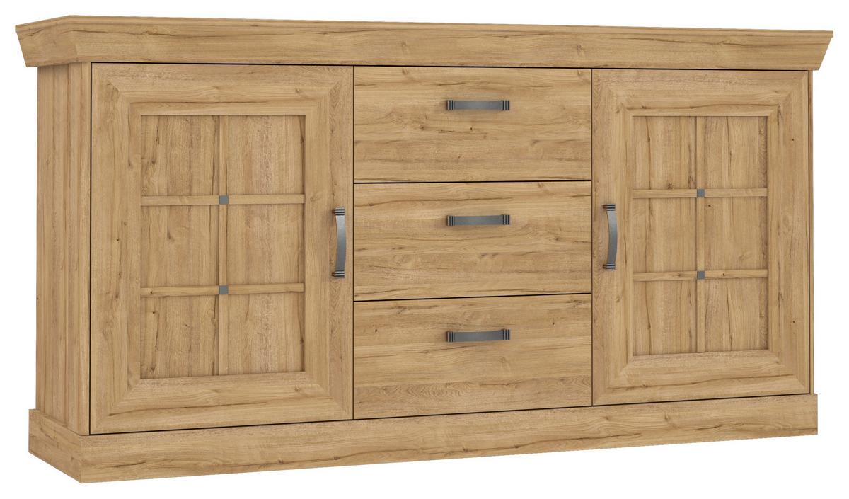 KOMODA CANNES - farba zinku/čierna, Romantik / Landhaus, kov/kompozitné drevo (174/90/47cm)