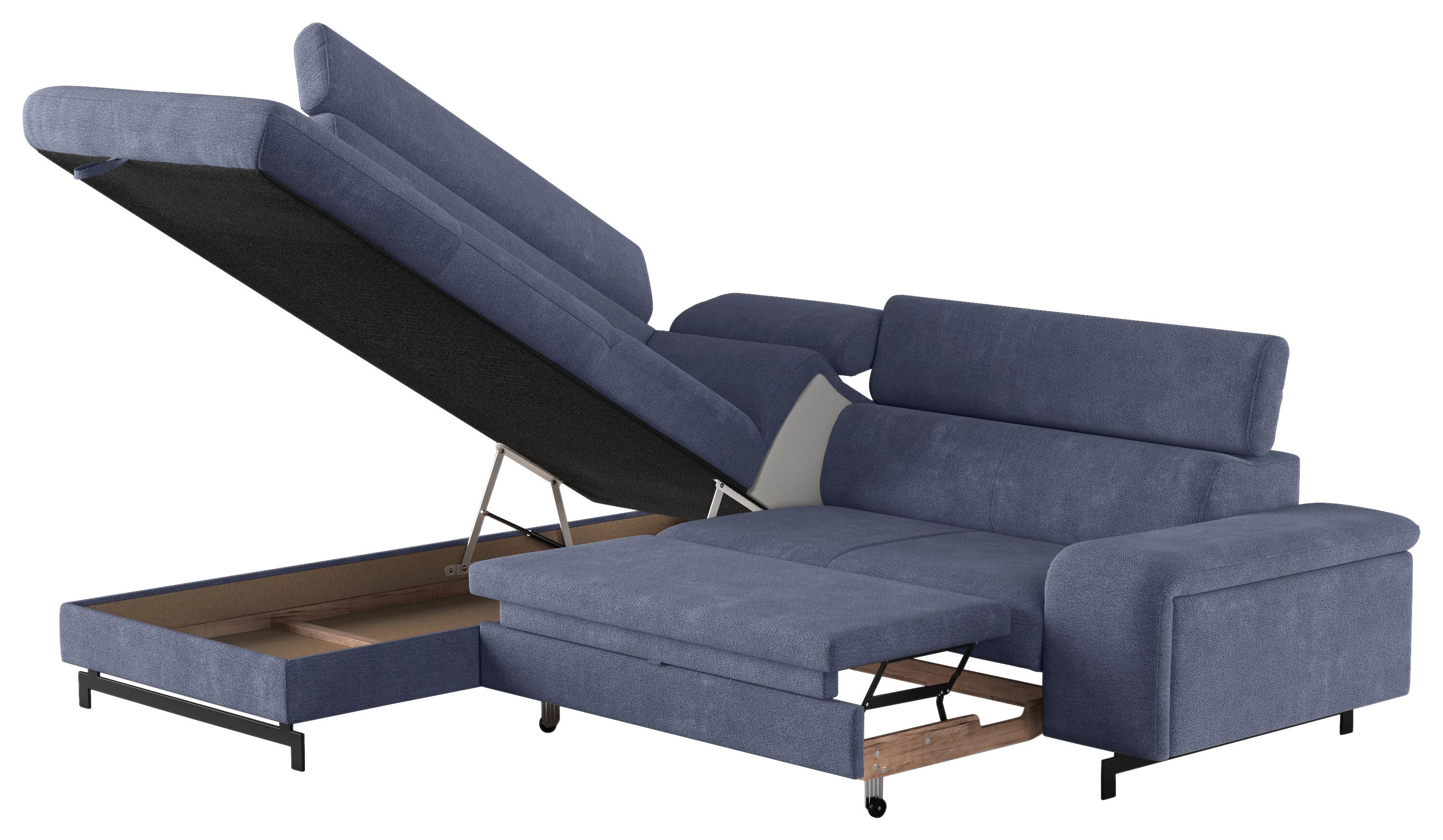 Ecksofa Emma - Blau/Schwarz, Textil (215/262cm) - MID.YOU