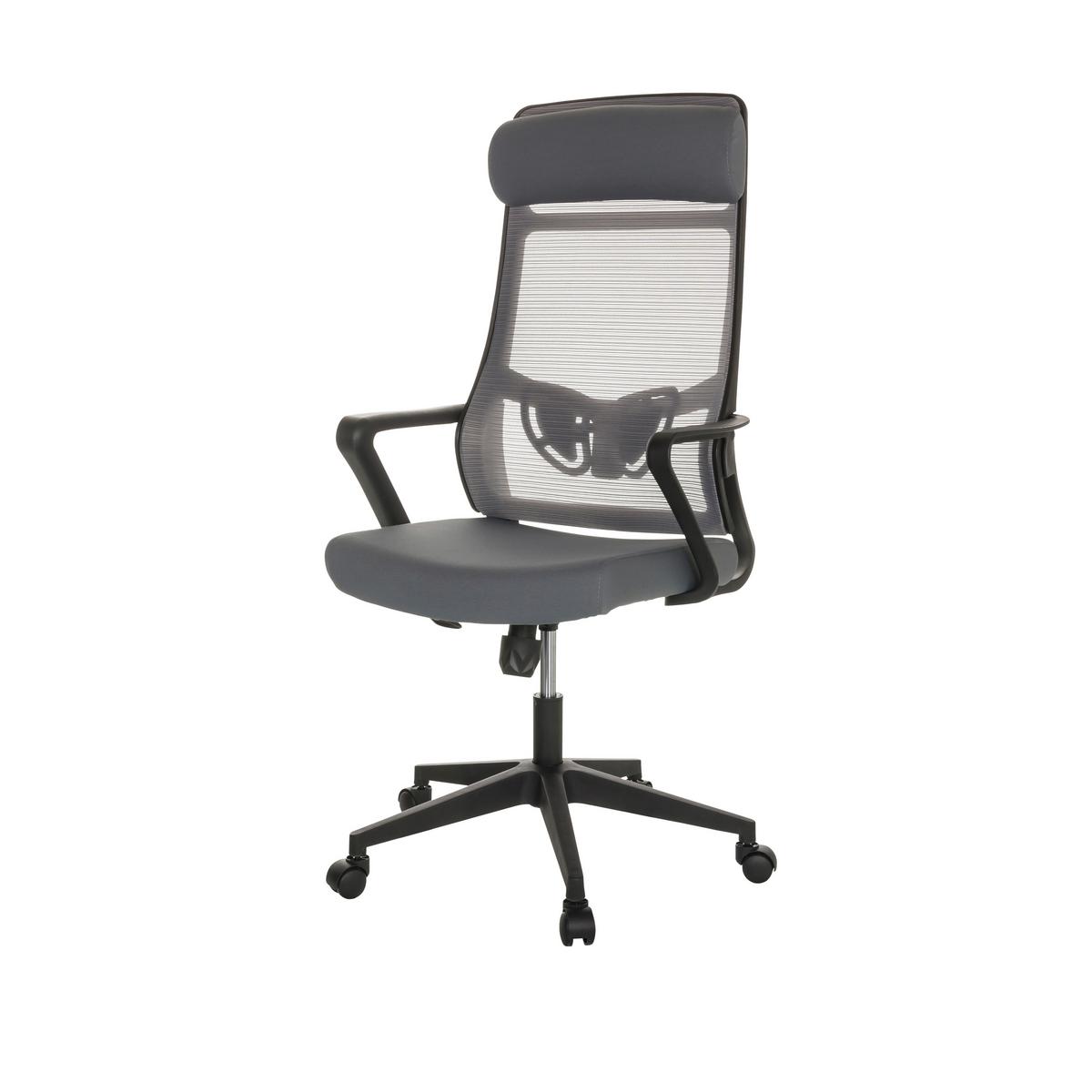 Drehstuhl Nekeo - Schwarz/Grau, Basics, Kunststoff/Textil (69/122-132/69cm) - MID.YOU