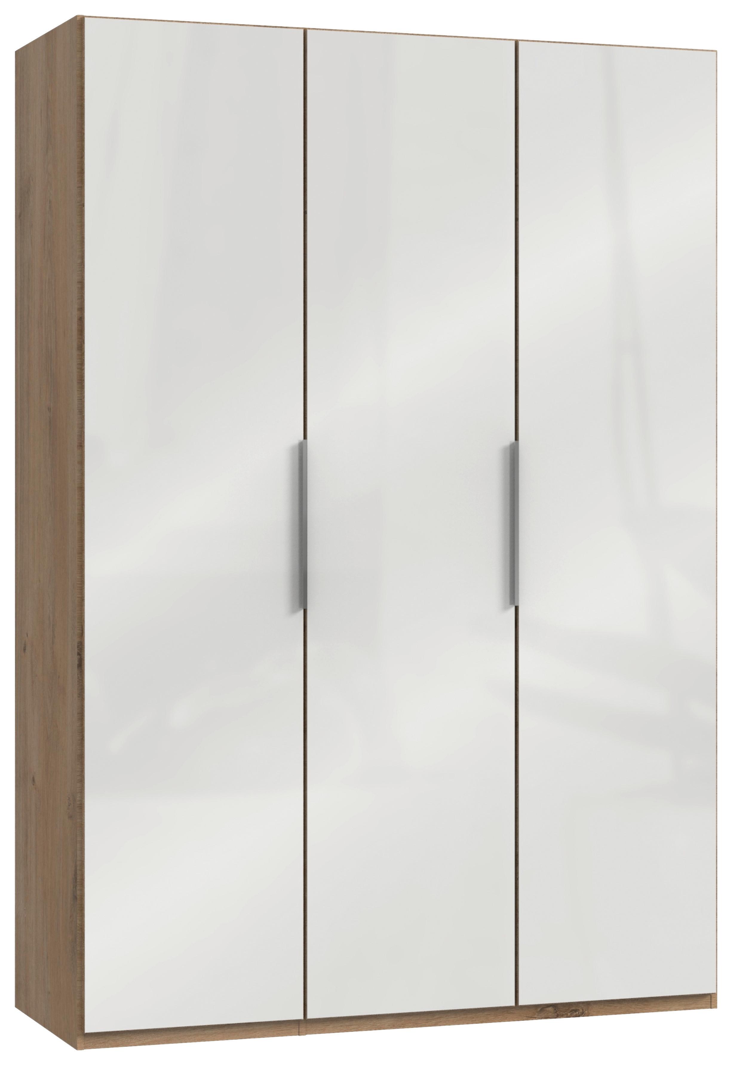 Šatníková skrňa LEVEL 36 D - biela s vysokým leskom/farba duba, Modern, kompozitné drevo (150/216/58cm) - MID.YOU