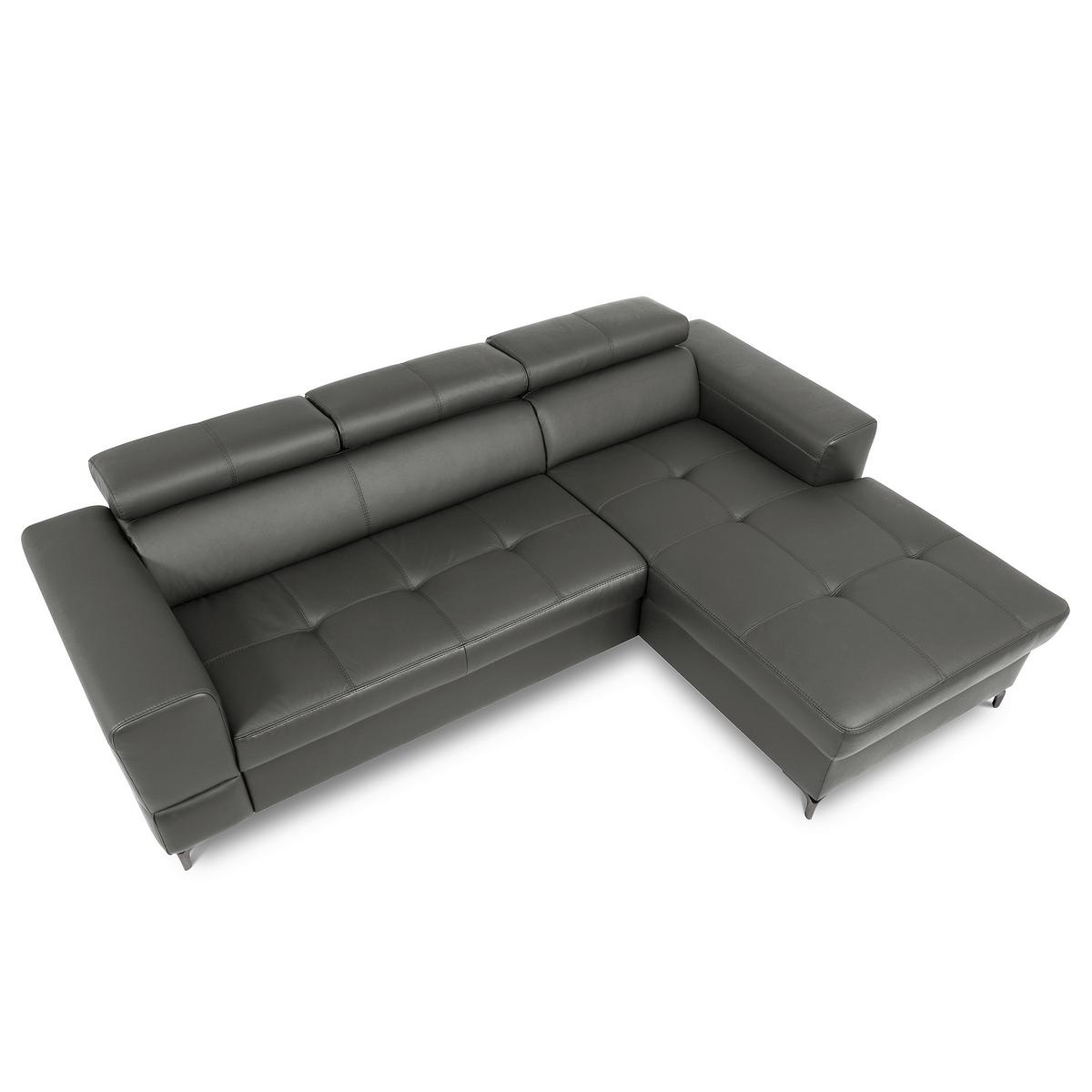 Ecksofa Torino Teilleder Anthrazit 247x173 - Anthrazit/Schwarz, Design, Leder/Textil (247/173cm) - Livetastic