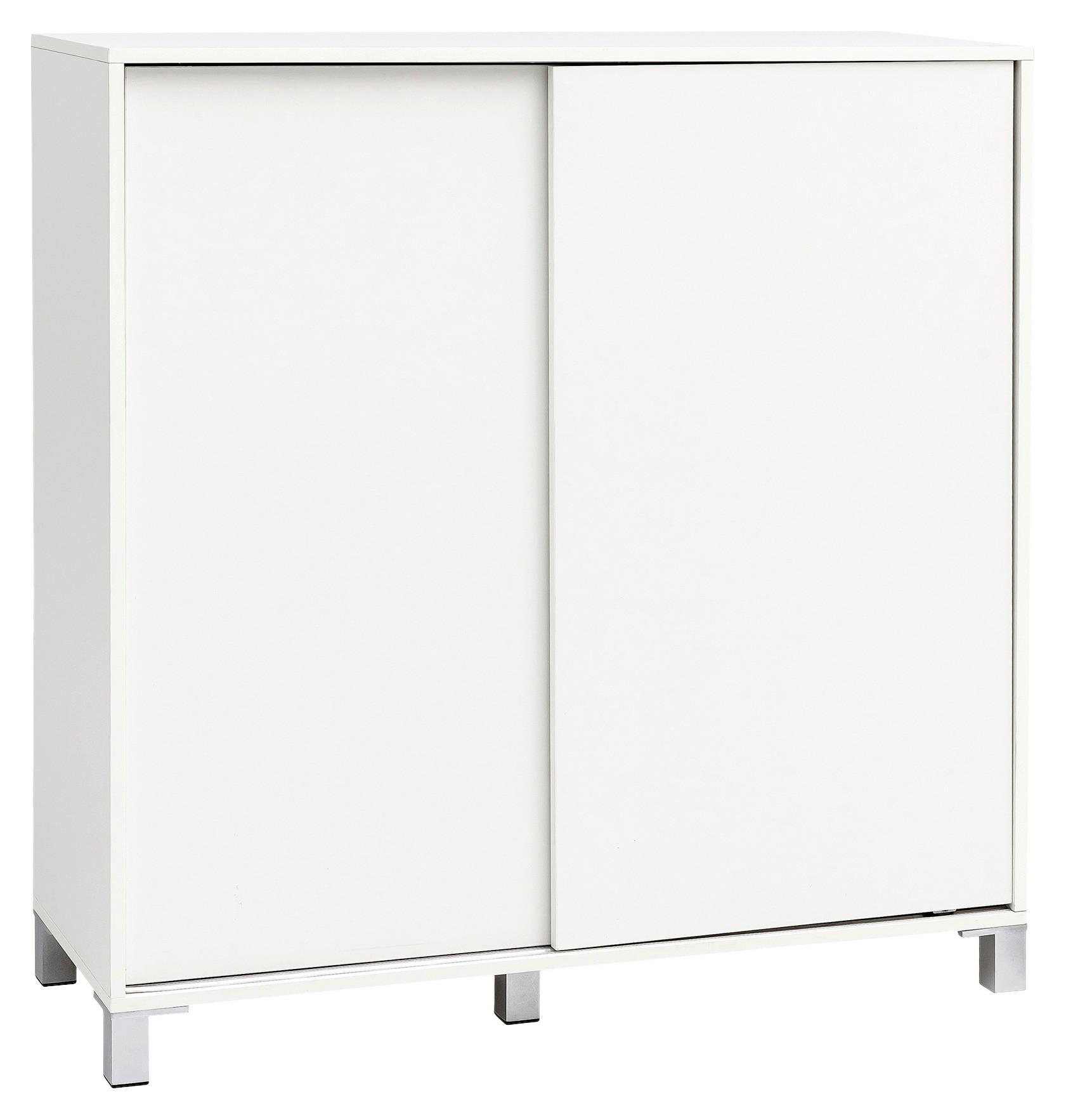 Skrinka na topánky wl5.712 biela - biela/strieborná, Konventionell, kompozitné drevo/plast (100/108/37,5cm) - MID.YOU