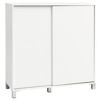 Schuhschrank Weiß 2 Schiebetüren B: 100 Cm - Silberfarben/Weiß, KONVENTIONELL, Holzwerkstoff (100/108/37,5cm) - MID.YOU