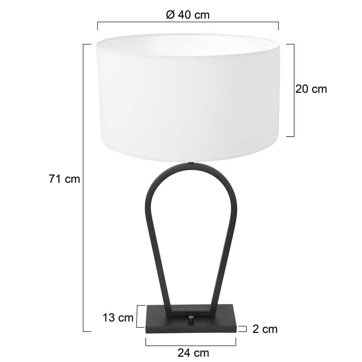 Tischleuchte Stang - Schwarz/Weiß, Trend, Textil/Metall (13/72/24cm)