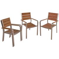 Gartensessel Stapelb. Florence 4er-Set Teakholz/Aluminium - Champagner/Teakfarben, Basics, Kunststoff/Metall (55/85/60cm) - Gardenson