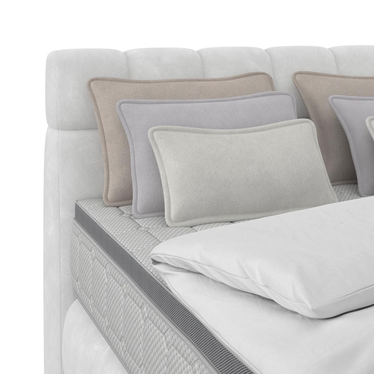 Boxspringbett Nobu Hellgrau, Lf: 140x200 Cm - Hellgrau/Schwarz, Trend, Holz/Textil (140/200cm)